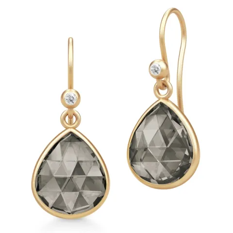 Julie Sandlau Lea Ohrringe in vergoldetem Sterlingsilber braunem Bergkristall weißem Zirkon