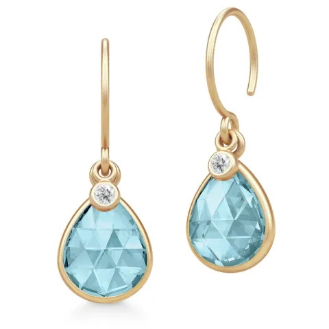 Julie Sandlau Leela Ohrringe in vergoldetem Sterlingsilber blauem Bergkristall weißem Zirkon