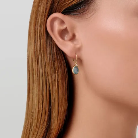 Julie Sandlau Leela Ohrringe in vergoldetem Sterlingsilber blauem Bergkristall weißem Zirkon