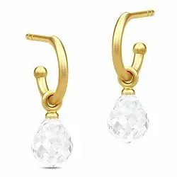 17 mm Julie Sandlau Evening Dew Tropfen Bergkristall Halbkreolen in vergoldetem Sterlingsilber weißem Bergkristall