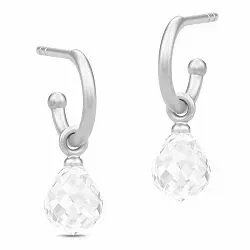 Julie Sandlau Evening Dew tropfenförmigen Halbkreolen in Satinrhodiniertes Sterlingsilber weißem Bergkristall
