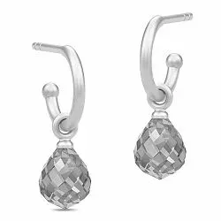 Julie Sandlau Evening Dew tropfenförmigen Halbkreolen in Satinrhodiniertes Sterlingsilber grauem Bergkristall