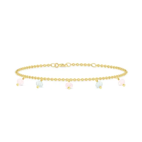 ID Fine IDB013GDBLUE/ROSE Ibiza Armband in vergoldetem Sterlingsilber altrosa Quarz blauem Aquamarin