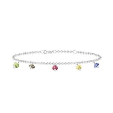 ID Fine IDB013SLMULTI Ibiza Armband in Silber grünem Peridot rauchfarbenem Quarz rotem Rhodolit Zitrone Topas blauem Cordierit