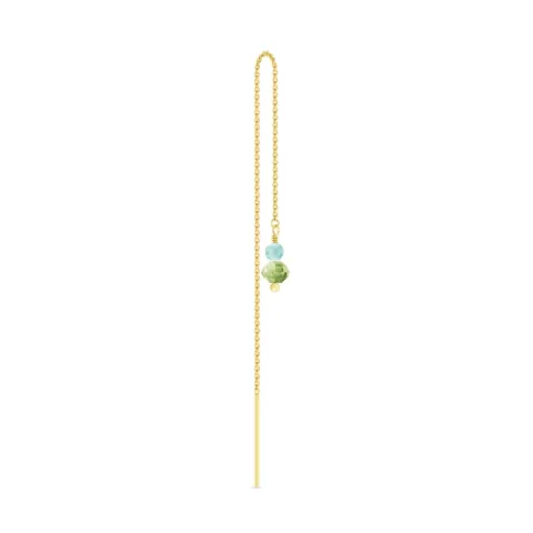 ID Fine IDE023GDGREEN Ibiza 1/2 Paar Ohrringe in vergoldetem Sterlingsilber grünem Peridot blauem Apatit