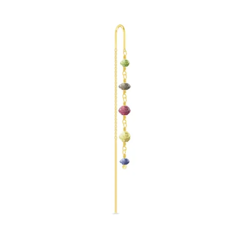 ID Fine IDE024GDMULTI Ibiza 1/2 Paar Ohrringe in vergoldetem Sterlingsilber grünem Peridot rauchfarbenem Quarz rotem Rhodolit Zitrone Topas blauem Cordierit