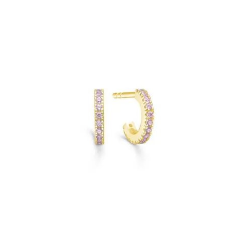 ID Fine IDH009GDPINK Simplicity mini hoops in vergoldetem Sterlingsilber rosa Zirkon