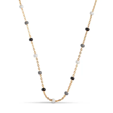 Enamel Lola Salt’n’Pepper Halskette in vergoldetem Sterlingsilber