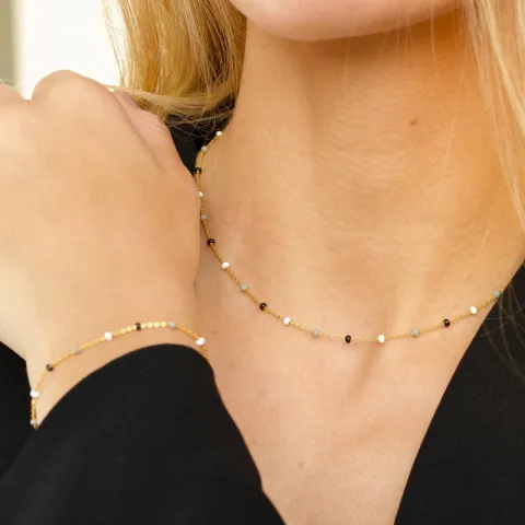 Enamel Lola Salt’n’Pepper Halskette in vergoldetem Sterlingsilber