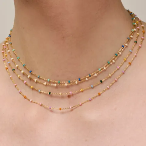 Enamel Lola Blush Halskette in vergoldetem Sterlingsilber fliederfarbenem Emaille