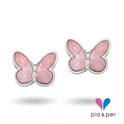 Pia und Per 3200601 Schmetterling Ohrringe in Silber rosa Emaille