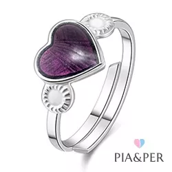 Pia und Per Herz Ring in Silber violettem Emaille