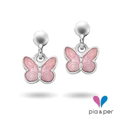 Pia und Per Schmetterling Ohrringe in Silber rosa Emaille