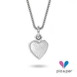 Pia und Per Herz Halskette in Silber weißem Emaille