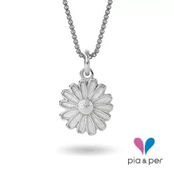 10 mm Pia und Per Marguerite Halskette in Silber weißem Emaille