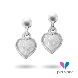 Pia und Per Herz Ohrringe in Silber weißem Emaille