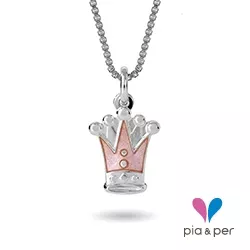 Pia und Per Krone Halskette in Silber rosa Emaille