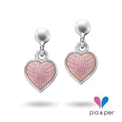 Pia und Per Herz Ohrringe in Silber rosa Emaille