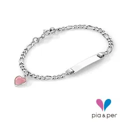 Pia und Per 222501 Herz Armband in Silber rosa Emaille