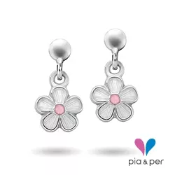 Pia und Per Blume Ohrringe in Silber weißem Emaille