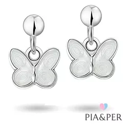Pia und Per Schmetterling Ohrringe in Silber weißem Emaille