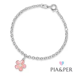 Pia und Per Blume Armband in Silber rosa Emaille weißem Emaille