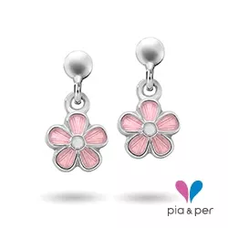 Pia und Per Blume Ohrringe in Silber rosa Emaille