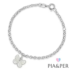 Pia und Per Schmetterling Armband in Silber weißem Emaille