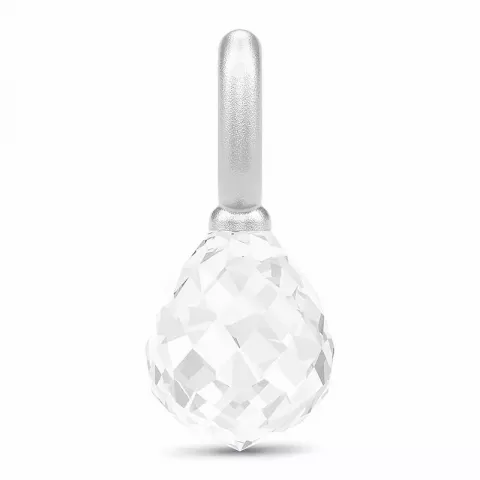 klein Julie Sandlau tropfenförmigen Bergkristall Anhänger in Satinrhodiniertes Sterlingsilber weißem Bergkristall