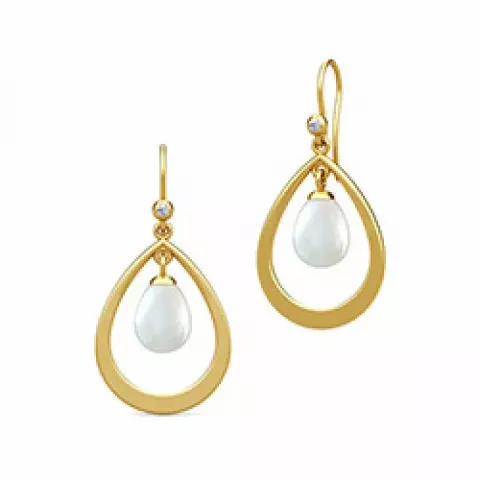 Julie Sandlau tropfenförmigen Ohrringe in vergoldetem Sterlingsilber weißem Perle