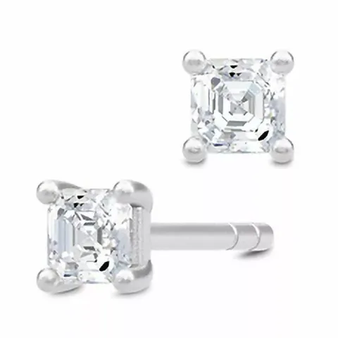 kleinen Julie Sandlau Imperial viereckigem Ohrringe in Satinrhodiniertes Sterlingsilber weißem Zirkon