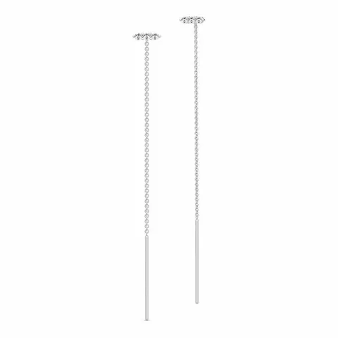 Julie Sandlau Lucia lange Ohrringe in Satinrhodiniertes Sterlingsilber weißem Zirkon