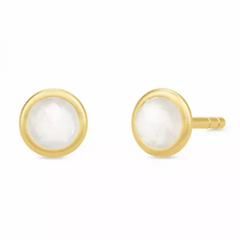 Julie Sandlau runder Ohrringe in Silber mit 22 Karat Vergoldung weißem Mondstein
