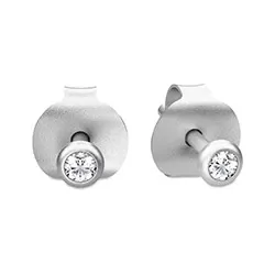 Julie Sandlau FINESSE runden Ohrringe in Satinrhodiniertes Sterlingsilber weißem Zirkon