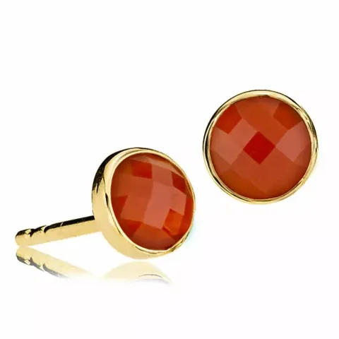 6 mm Izabel Camille Prima Donna runden rotem Onyx Ohrringe in vergoldetem Sterlingsilber rotem Onyx