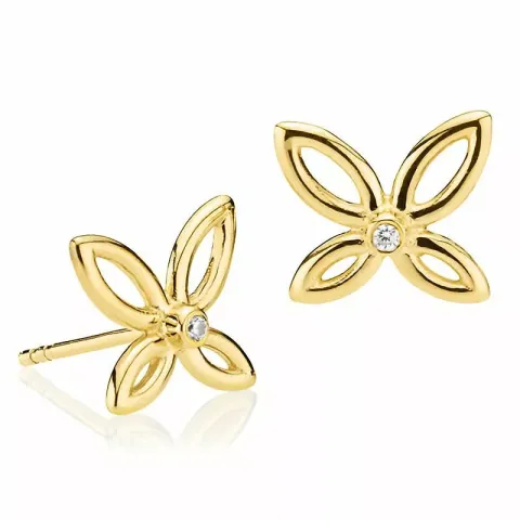Izabel Camille Blossom Blume Ohrringe in vergoldetem Sterlingsilber weißem Zirkon