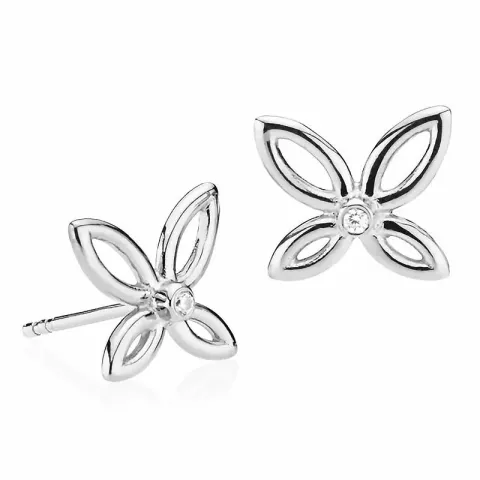 Izabel Camille Blossom Blume Ohrringe in Silber weißem Zirkon
