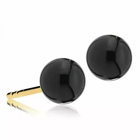 6 mm Izabel Camille schwarzem Onyx Ohrringe in vergoldetem Sterlingsilber schwarzen Onyxen