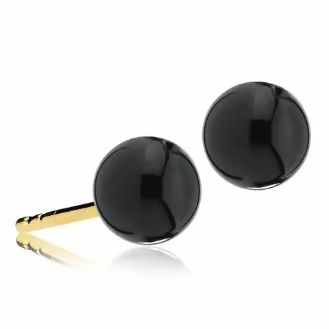 6 mm Izabel Camille Jackie schwarz Onyx Ohrringe in vergoldetem Sterlingsilber schwarz Onyx