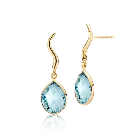 Izabel Camille Marie Ohrringe in vergoldetem Sterlingsilber blauem Schmuckstein