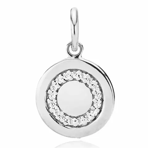 Izabel Camille Circle Line runder Zirkon Anhänger in Silber weißem Zirkon