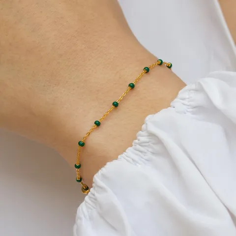 Enamel Lola Petrol Green Armband in vergoldetem Sterlingsilber grünem Emaille