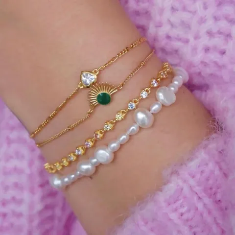 Enamel Pearlie Perle Armband in vergoldetem Sterlingsilber