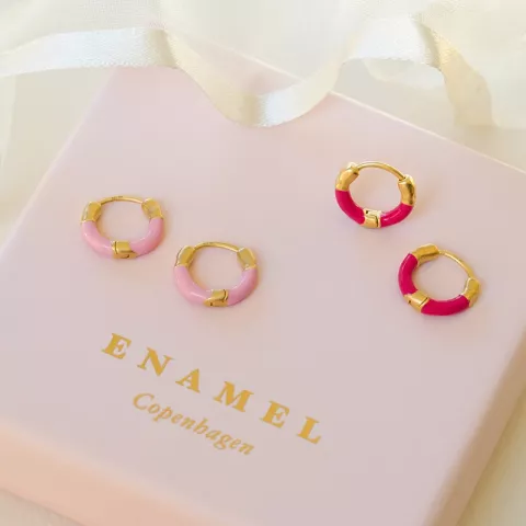 Enamel Lina small Kreole in vergoldetem Sterlingsilber rosa Emaille