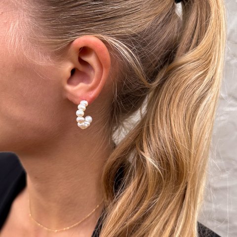 Enamel Pearlie Chunky Halbkreolen in vergoldetem Sterlingsilber