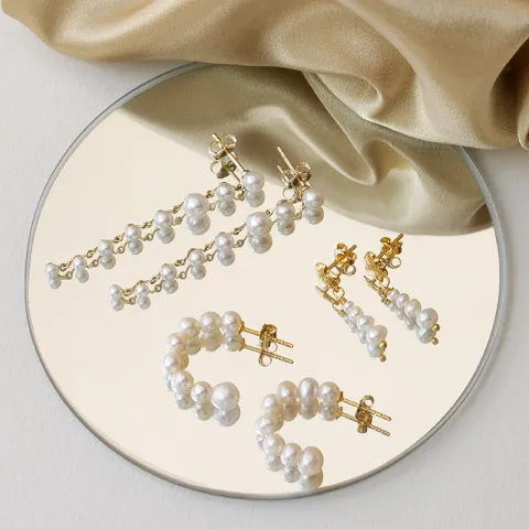 Enamel Pearlie Chunky Halbkreolen in vergoldetem Sterlingsilber