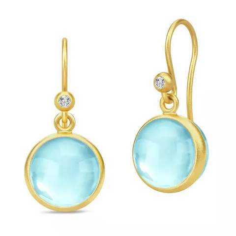 Julie Sandlau Prime runden blauem Ohrringe in vergoldetem Sterlingsilber hellblauem Bergkristall weißem Zirkon