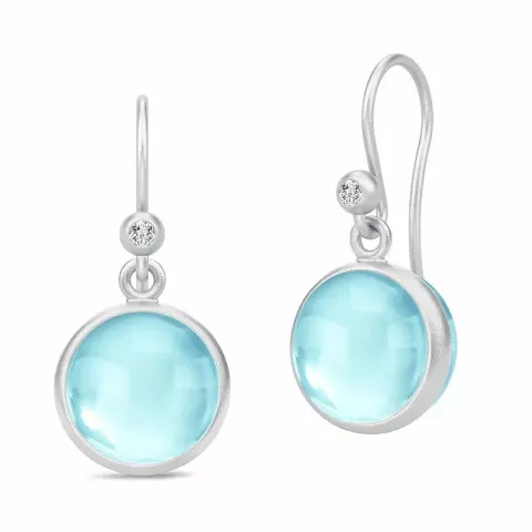 Julie Sandlau Prime runden blauem Ohrringe in Satinrhodiniertes Sterlingsilber hellblauem Bergkristall weißem Zirkon