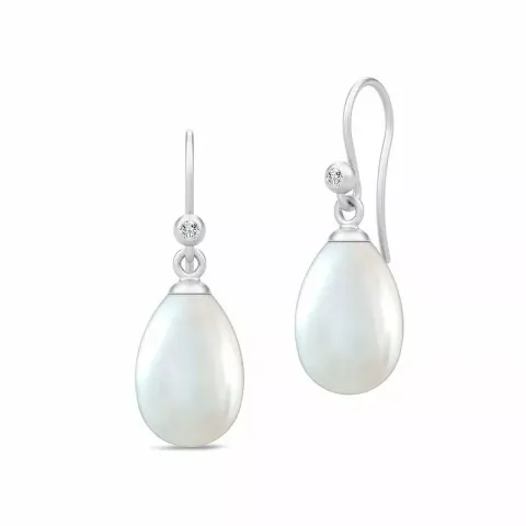 Julie Sandlau Afrodite Perle Ohrringe in Satinrhodiniertes Sterlingsilber weißem Zirkon