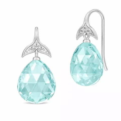 Julie Sandlau Mermaid drop Tropfen blauem Bergkristall Ohrringe in Satinrhodiniertes Sterlingsilber blauem Bergkristall weißem Zirkon